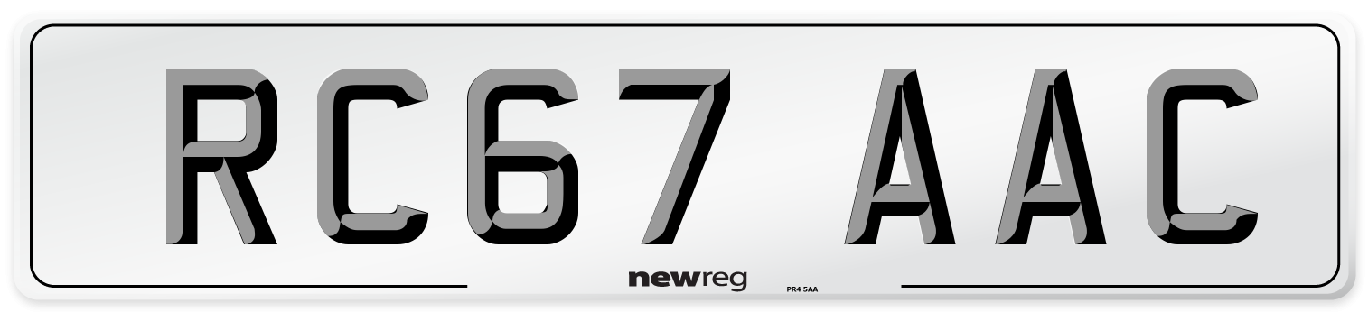 RC67 AAC Number Plate from New Reg